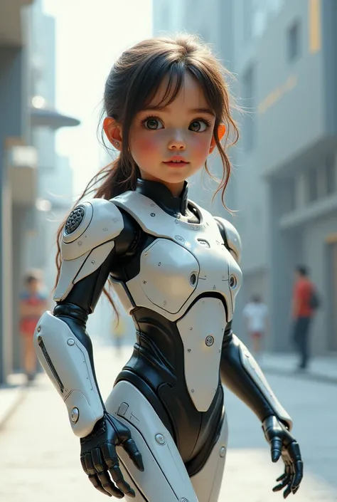 Girl with full body robot