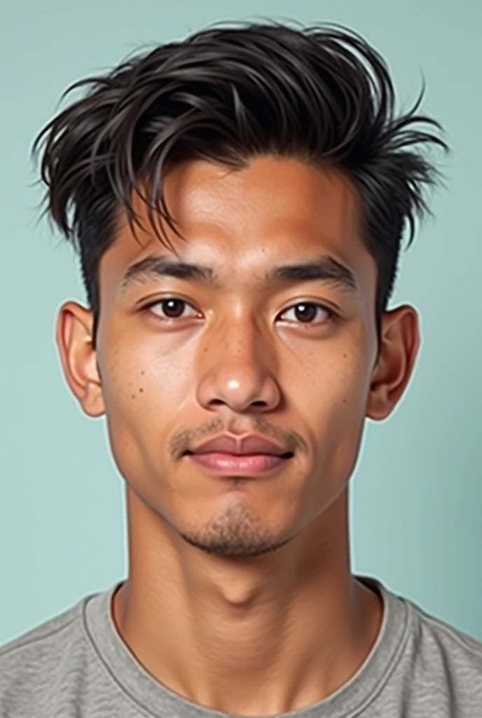 (photorealism:1.2), a Malay man from Sabah aged 20, take a passport photo,