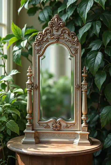 three-part mirror bon front with plants old-fashioned small 