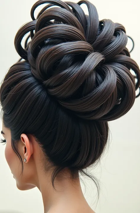 A woman have a big bun