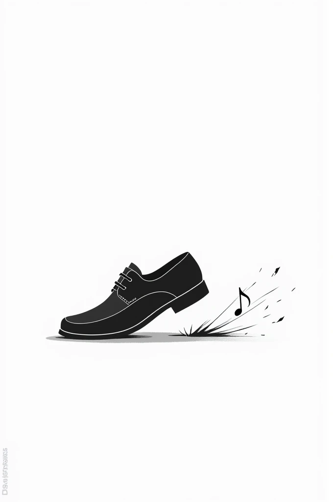 An easy drawing style, black and white, a shoe taping on the floor