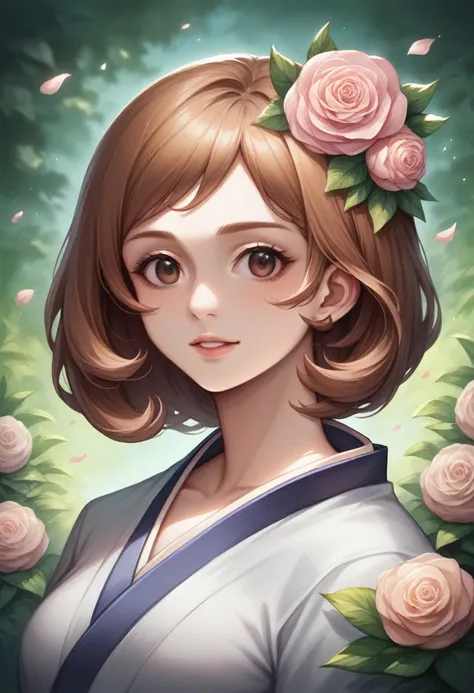 arafed woman in a kimono with flowers on her head, beautiful digital artwork, beautiful digital illustration, beautiful digital painting, gorgeous digital painting, artwork in the style of guweiz, photorealistic anime girl render, smooth anime cg art, beau...