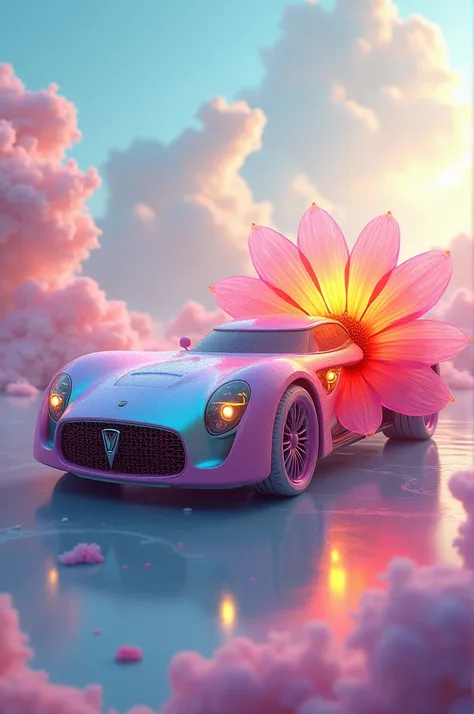 Create a car flower by mixing many colors.