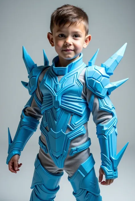 Blue and white armor straws plastics recyclable costume boy
