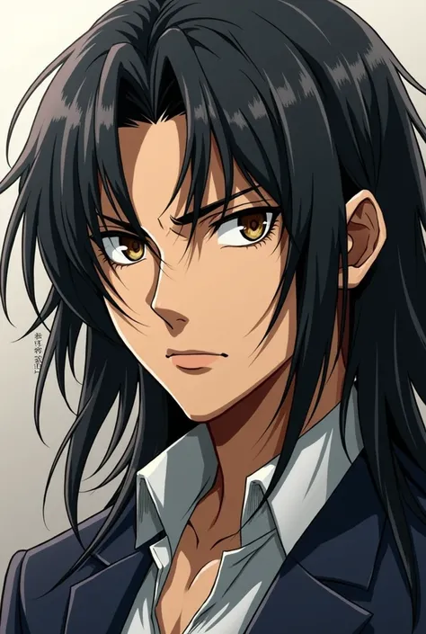 Keisuke Baji from "tokyo avengers". The guy is 175 cm tall., with long black hair and brown eyes