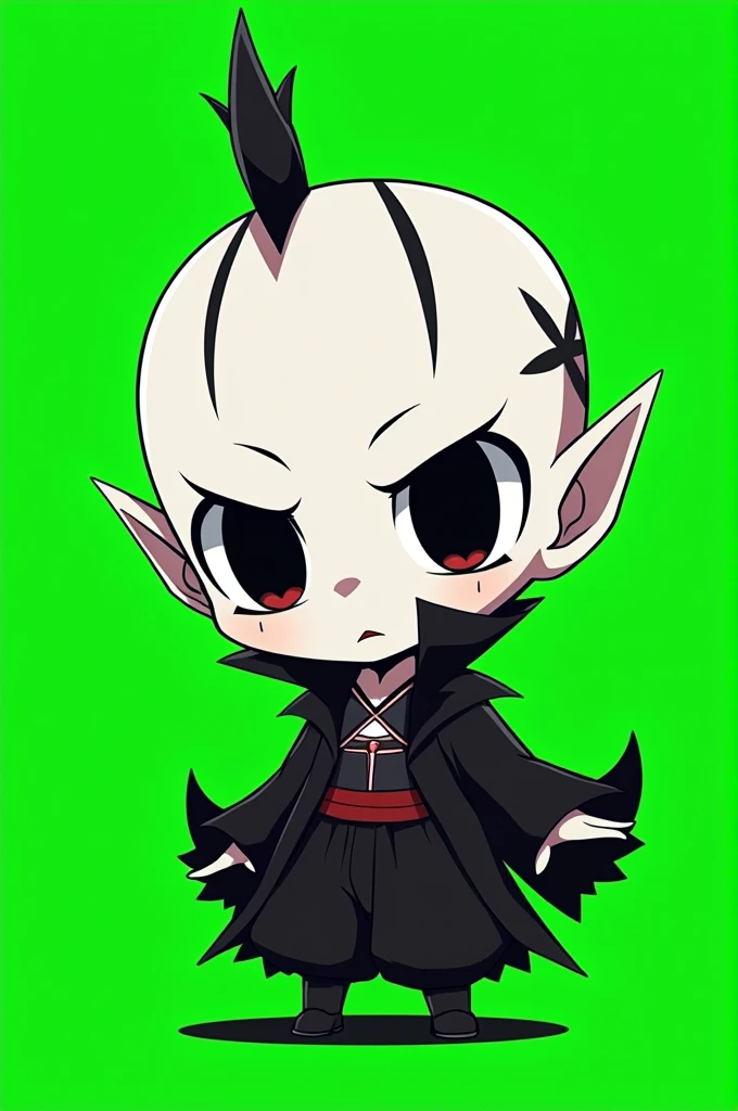 Sukuna Chibi black and white green background