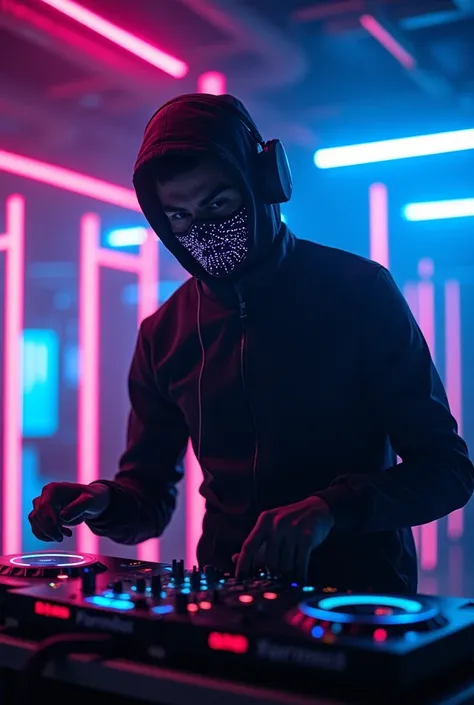 Masked DJ Neon Light