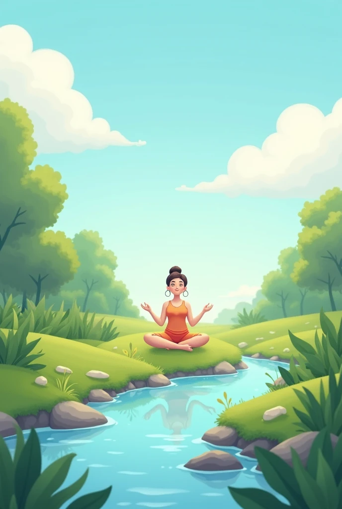 Animated scene   "A serene image symbolizing inner happiness, with elements of nature and simplicity, conveying contentment and peace."
