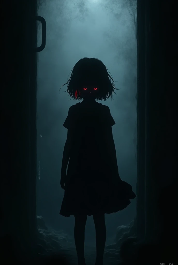 A  girl is in the dark of a dark place, her face is dark, not much of her appearance is shown, just a silhouette in the shadows, mysterious scenery, anime art by sfiliza