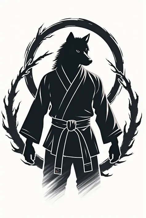 Taekwondo logo with my last name dojang Petrucelli. Use a good letter design, argentina corea, easy to reproduce. Black belt, lobo. The surname inside the logo