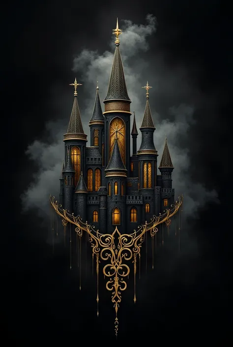 **Mystical Castle** logo idea with a black and gold color scheme.
