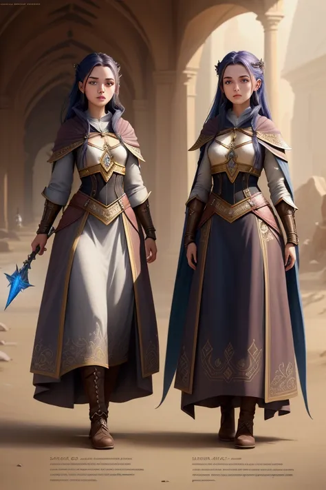 8k ava and leah clements twins Mage Concept art fantasy magic