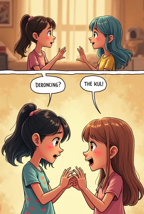 two girls talking to each other comics a story of The Necklace
