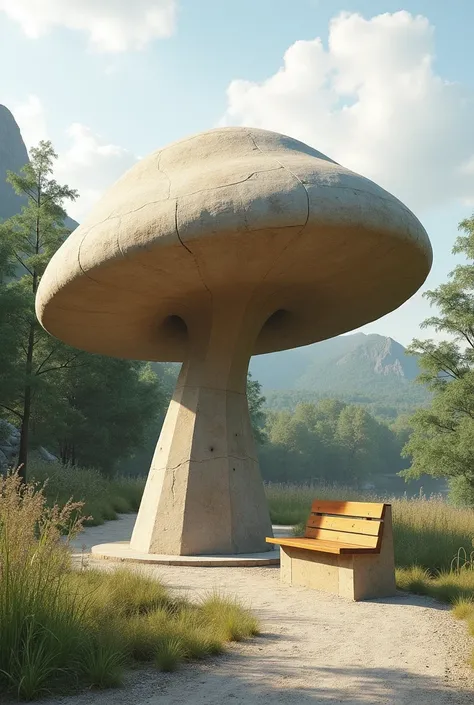 A protective waiting shed  architecture in a form of mushroom