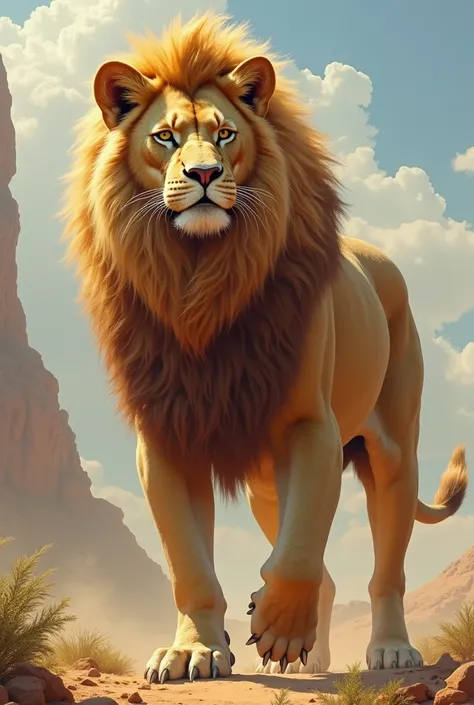 Make a image on a hybrid on cat and lion