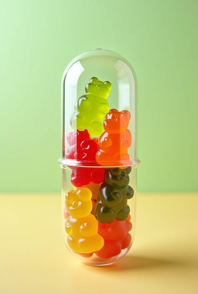 Veggy Bears candy siya na gummy na gawa sa blender na vegetables tapos sana ipakita yung nasa loob siya ng isang container ng parang sa mga gamot na capsule pero transparent siya kita yung mga gamit sa loob then lagyan ng design yung gilid like sa pag phot...