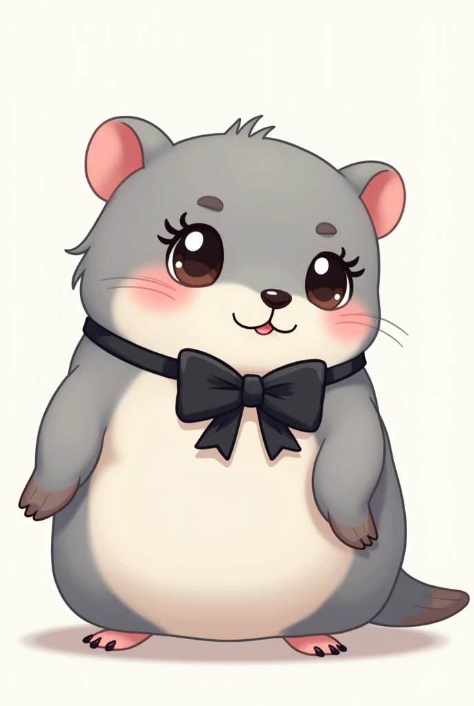 Create png image seal rat with eyelashes and black bow
