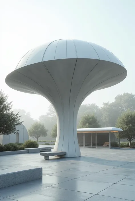 Protective mushroom modern architecture  waiting shed