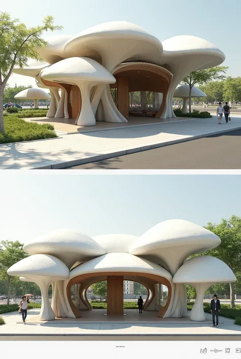 Mushroom modern architecture waiting shed