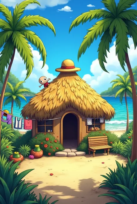 one piece all  straw hut