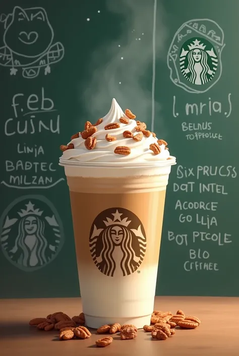 Starbucks board art of pecan oat milk none dairy foam latte animated 
