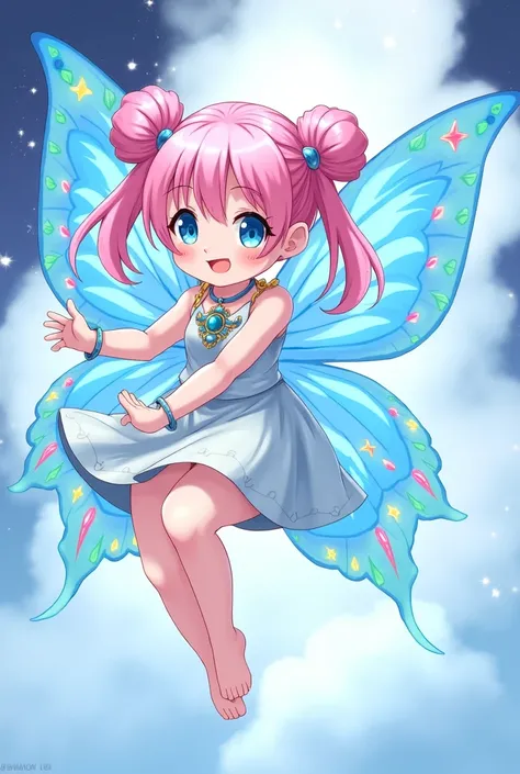 Cartoon image of a woman with blue butterfly wings, official character art, pixie character, insect trainer girl, character art of maple story, astral fairy, offcial art, beatrice blue, maya ali as a wind mage, water fairy,  faeries, official character ill...