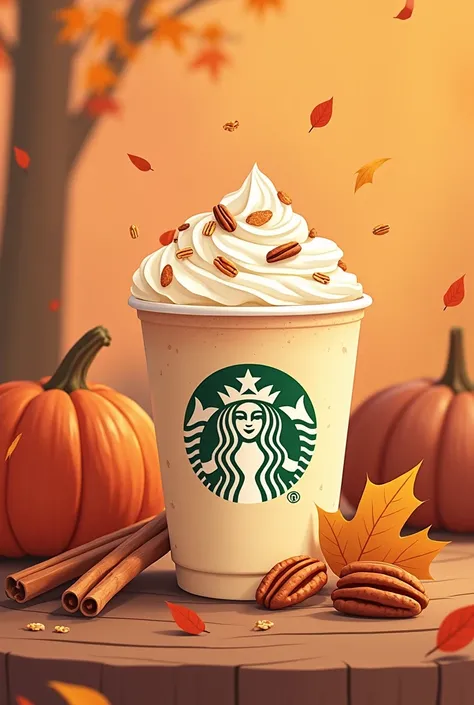 Starbucks board art of pecan oat milk none dairy foam latte animated fall pecans
