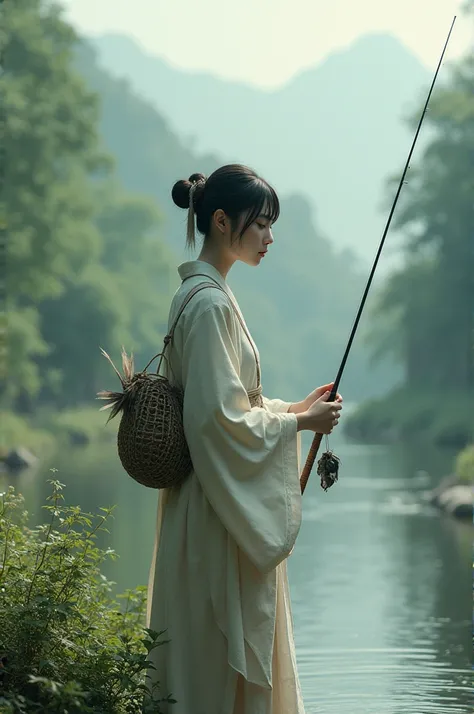 Androgynous Japanese man、20th Generation、Fly Fishing