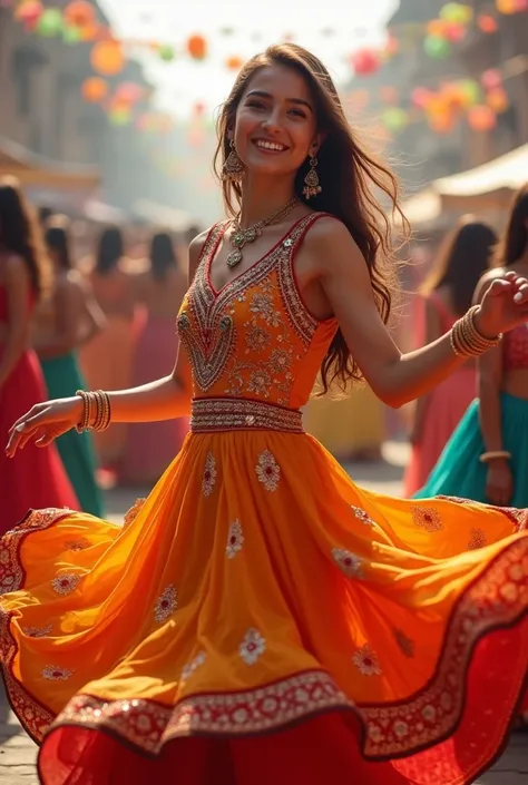 girl wearing Navratri garba dress 
Promoting my rental dresses named " N P creation"