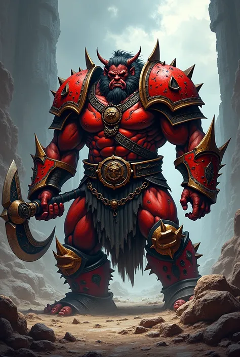 Comic ART red general orc heavy armor rpg