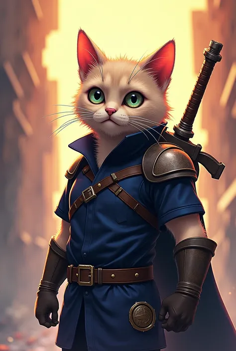 El Gato le meme avec la tenue de Zack Fair de Final fantasy 7 fidèle au jeu avec son épée.