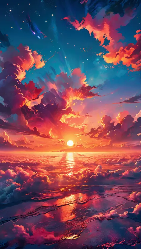 Impressive 80&#39;s、Beautiful sunset、
scenery、Travelling by car、Incorporate light pastel colors, Refined lines, Retro Summer Vibes. Fantastic bright starry sky、Vintage Contemporary Art with a Modern twist. Emotional atmosphere、Stylish design like a music j...