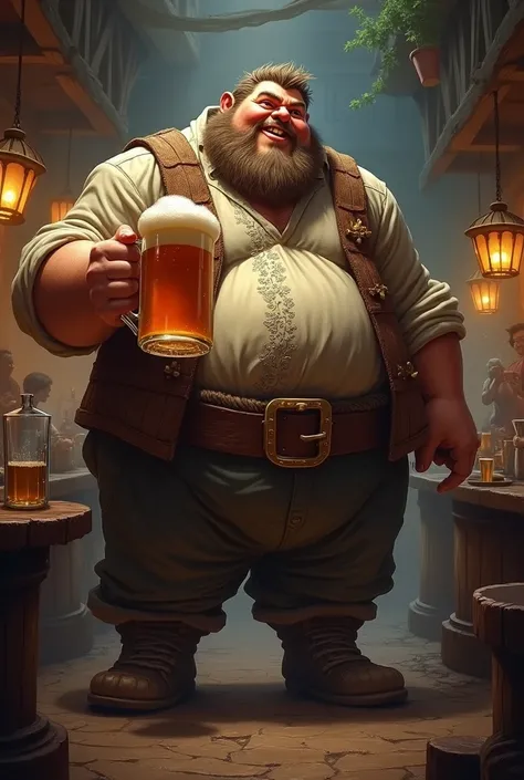 A chubby giant with a beer in his hand
