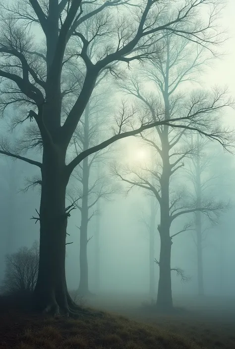 Trees in the morning mist