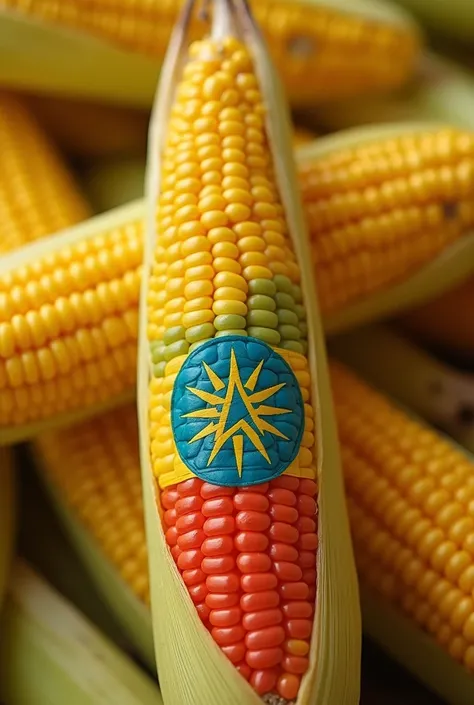 Ethiopian flag on peeled corn