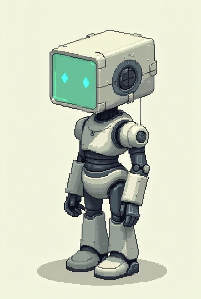 A pixel art of a robot with a square head Seen from the side