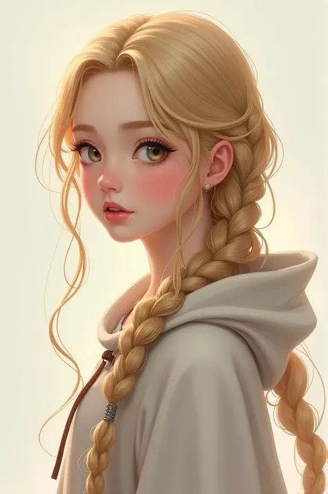 Blonde　Side Tail　Braids　beautiful girl　Normal ear　Hoodless cloak