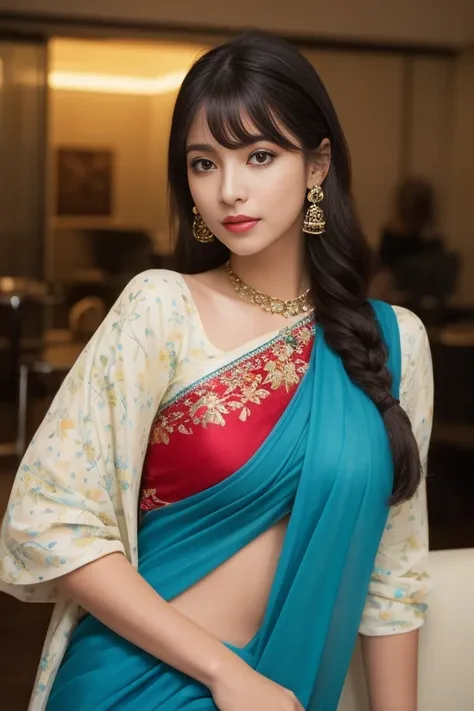 Tall and slender beauty、Beauty in suits、Colossal 、undershirt、Cool beauty、Career woman、Japan beauties、modeled、tiese，Hotel lobby
beautiful and sexy woman, age 20, gigantic , clevage, wore stylish and design sea Blue colour saree ,clevage,  hot and sexy print...