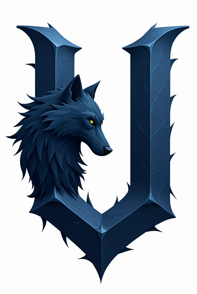 Can you provide a Picture of a "U" fonts with a dark blue color with wolf design, thank you Ill appreciate it if you provide some and it should have a printable trace area