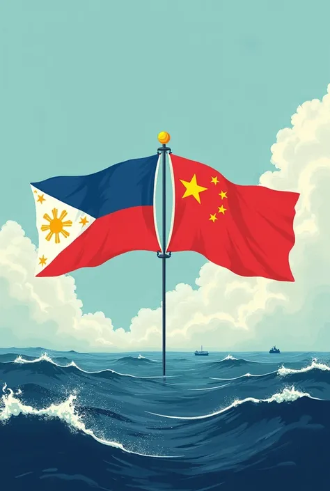 Simple picture of issue in Philippines and china in the west Philippines sea in art simple picture so that I can get reference  any picture ? 

