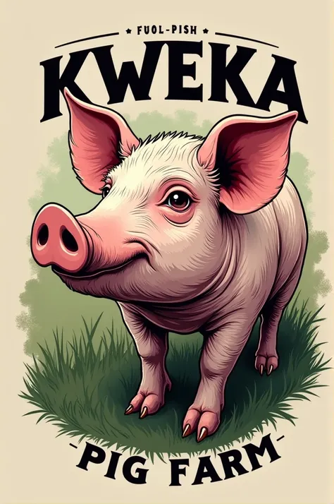 ((best quality)), ((masterpiece)), (detailed), logo with words Kweka Pig Farm 