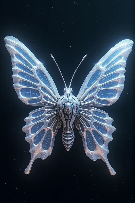 Technological butterfly ship with diamond wings 