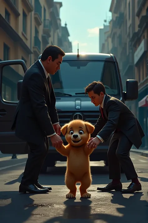 Osvaldo (puppy), is being kidnapped by a black van, with Pablo Marçal and his assistant