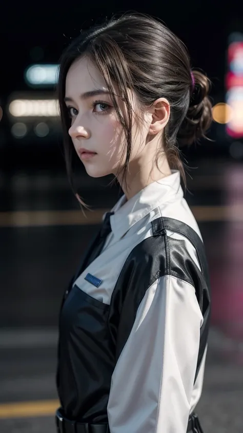 {Best Quality},{masterpiece},{8k},{Realistic:1.2},Psycho-pass,Department 1, Criminal Division, Public Security Bureau, Ministry of Health and Welfare,surveillance officer,beautiful girl,Young face,,uniform,Narrow shoulders,,Black Hair,Short Hair,ponytail,2...