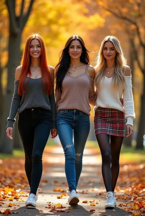 ultra realistic, photography, three girls: one with long straight red hair, (age 24, hourglass figure, perfect body, natural big breasts), the second one: long black straight hair, (age 30, hourglass figure, perfect fit body, natural big breasts), the thir...