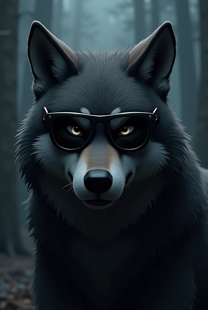 Wolf with sunglasses dark animation
