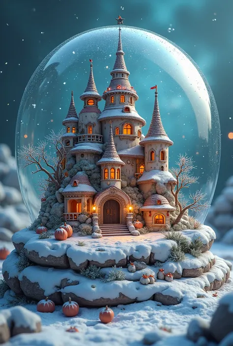 Otherworldly fantasy、Snow globe、landscape、There is no one、colorful townscape、Mysterious building