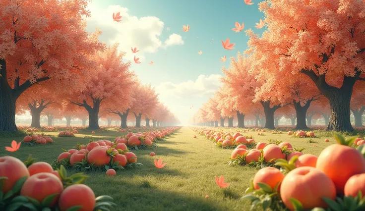 Otherworldly fantasy、Peach World、There is no one、A wide variety of peaches、peace