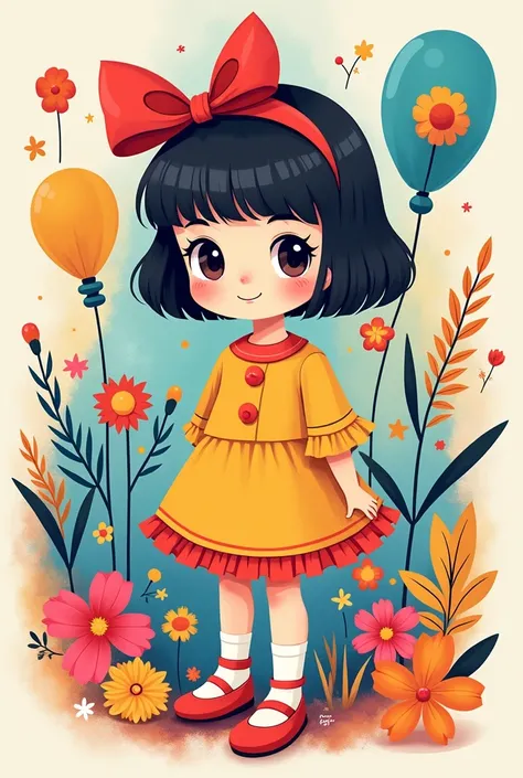 Light color、Line art,High resolution、Learn more、Hair Ribbon,One Girl,cute,stylish,Colorful and cute background