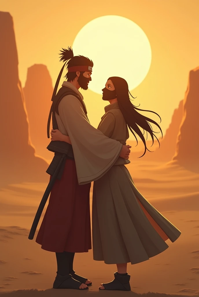 Samurai Jack in the desert kissing Kakashi 